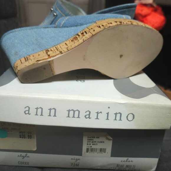 Ann Marino Denim Cork Wedge Slides | “Corkie” Style | Size 7.5M - Picture 5 of 5